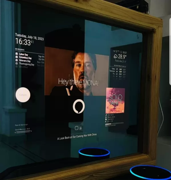 A smart mirror is an Internet of Things application that displays data over the Internet