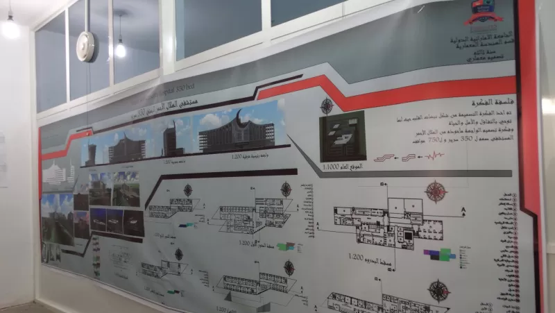 A scientific project designed by student Tasneem Hazaa Al-Hamiri, third level in the subject "Building Design 5", Department of Architectural Engineering, College of Engineering and Information Technology.