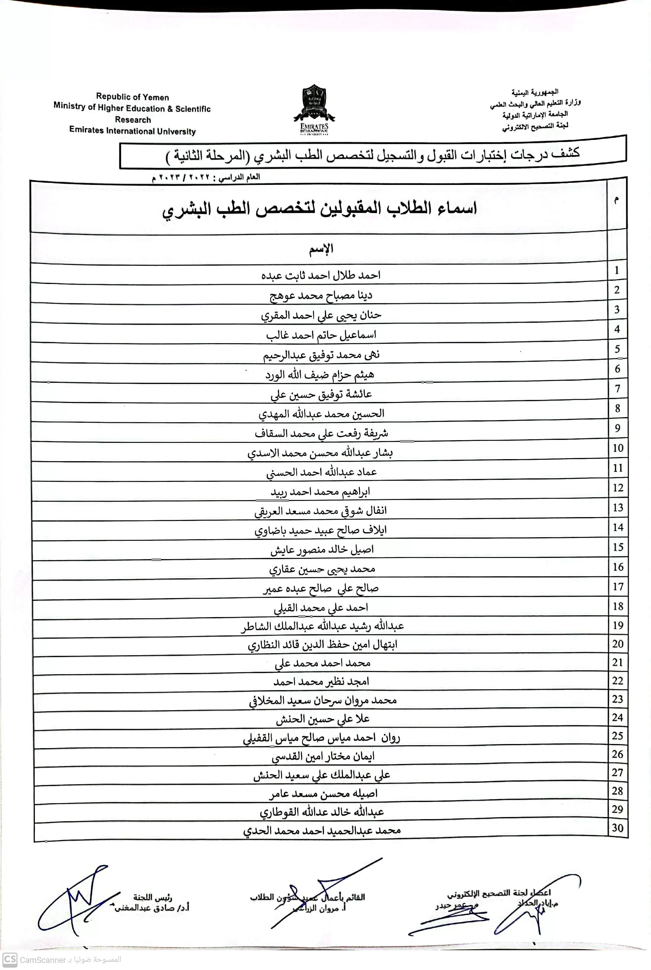 إعلان نتائج إمتحان القبول لتخصص الطب البشري الجامعي 1444 ه‍ .. 2022-2023م أسطول الثانية