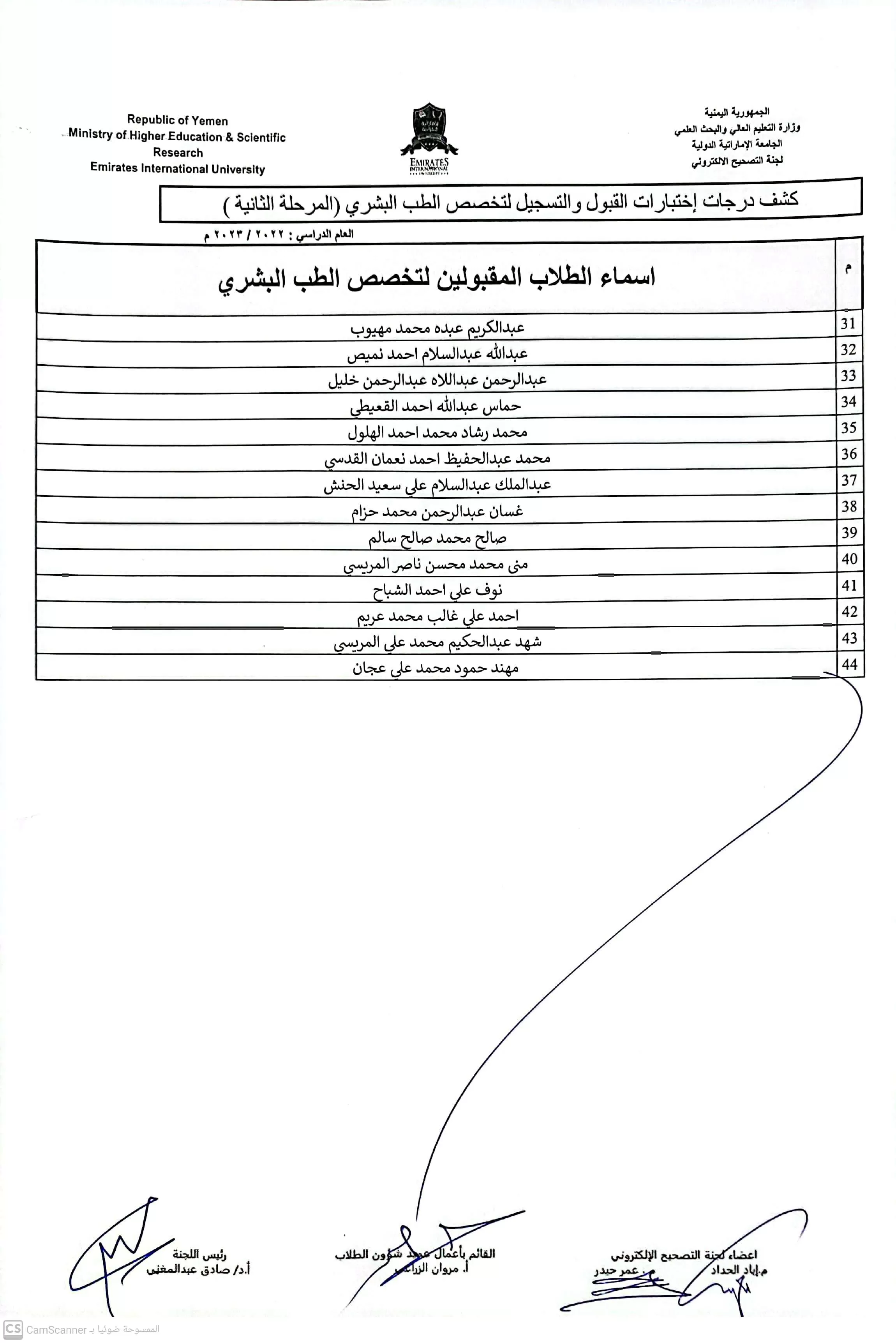 إعلان نتائج إمتحان القبول لتخصص الطب البشري الجامعي 1444 ه‍ .. 2022-2023م أسطول الثانية